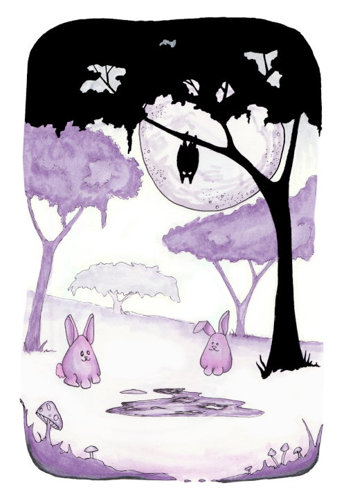 bunnies hopping in the forest