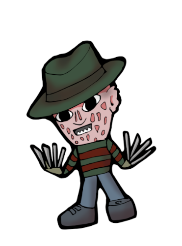 Slasher horror, chibi syle freddy.